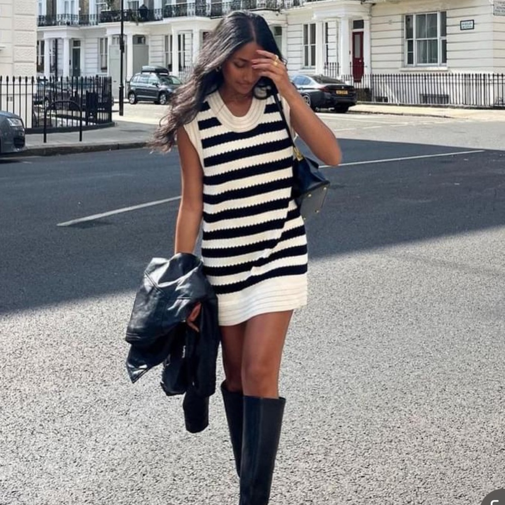 commense striped knit dress nwot small